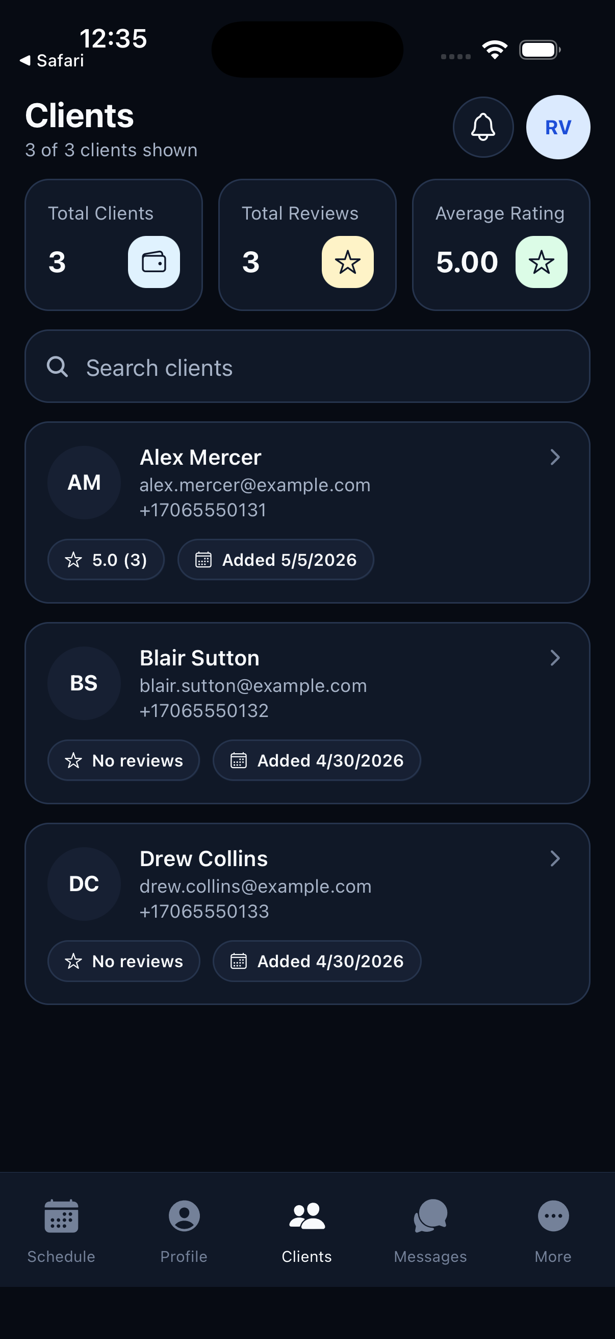 InkSchedule tattoo client records screen